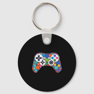 面白いゲームコントローラーの水玉 ビデオゲーマーのドット キーホルダー