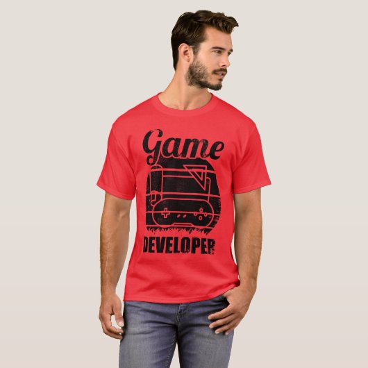 面白いゲーム開発者の家族 Tシャツ (正面フル)