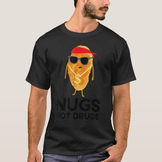 面白いコスチューム チキンナゲット Nugs Not Drugs Tシャツ (正面)