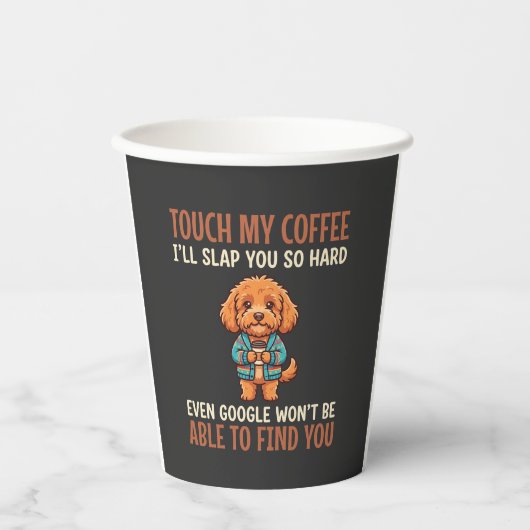 面白いコッカプー コーヒー好き 紙コップ (正面)