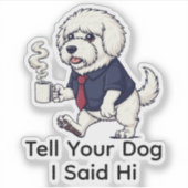面白いコモンドール犬のビジネススーツコーヒー シール (正面)