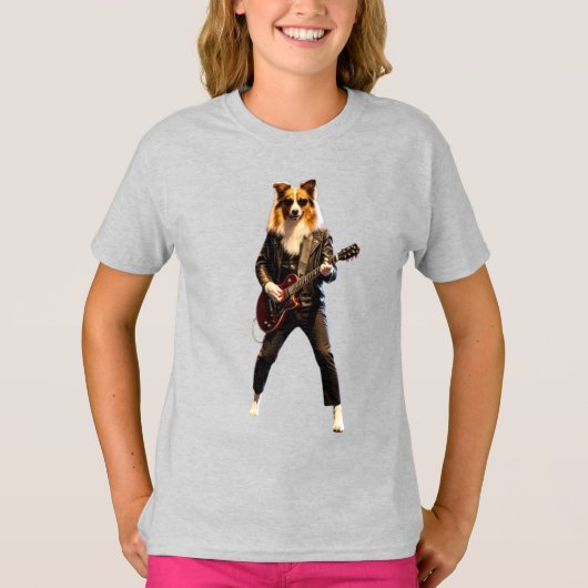 面白いコリー・ロック・スター・キッズTシャツ Tシャツ (正面)
