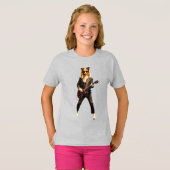 面白いコリー・ロック・スター・キッズTシャツ Tシャツ (正面フル)