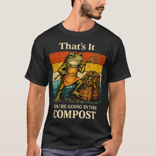面白いコンポスト行きだね カエル Tシャツ (正面)
