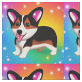 面白いコーギーの子犬 ファブリック (クローズアップ)