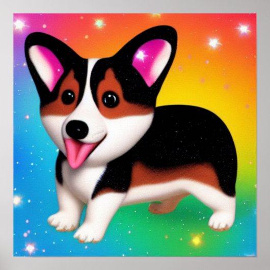 面白いコーギーの子犬 ポスター (正面)