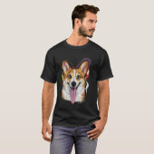 面白いコーギーの表情 面白いコーギーのアート Tシャツ (正面フル)