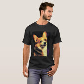 面白いコーギーの顔のミーム犬 Tシャツ (正面フル)