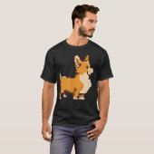 面白いコーギー犬アニマルピクセルアートレトロビデオ Tシャツ (正面フル)