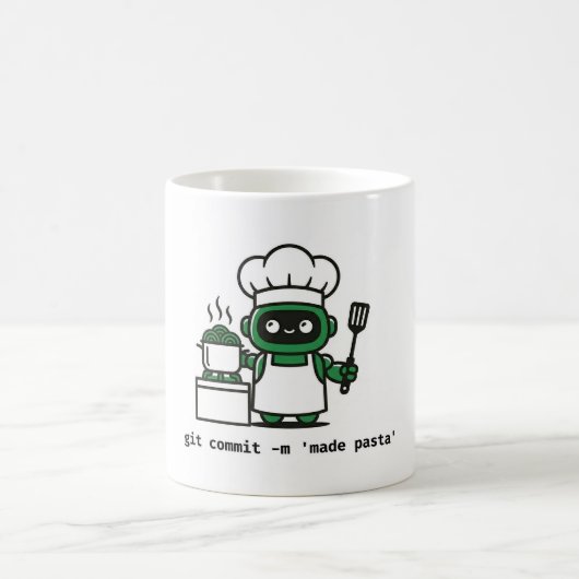 面白いコーダーマグ — git commit made pasta コーヒーマグカップ (中央)