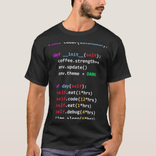 面白いコーディング Python 食べる コード 眠る Tシャツ