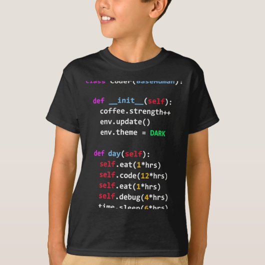面白いコーディング Python Cl 食べる コード 眠る Tシャツ (正面)