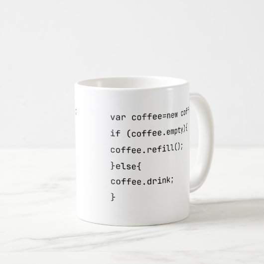 面白いコーディング var coffee = new Coffee() プログラマー コーヒーマグカップ (正面右)