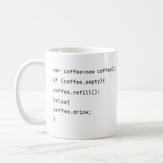 面白いコーディング var coffee = new Coffee() プログラマー コーヒーマグカップ (左)