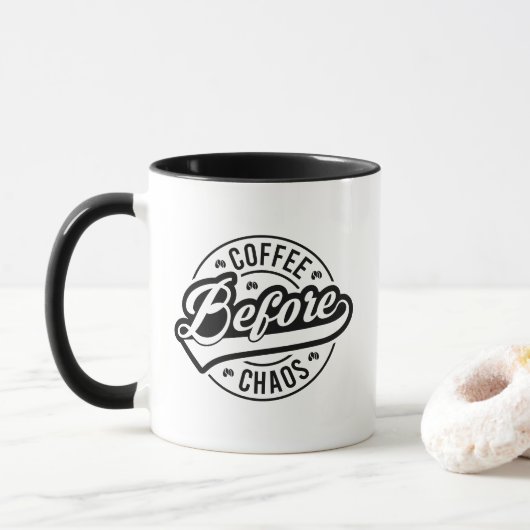 面白いコーヒーのカオスワードアート マグカップ (ドーナツ)