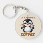 面白いコーヒーの文字アートペンギンの人生 キーホルダー (正面)