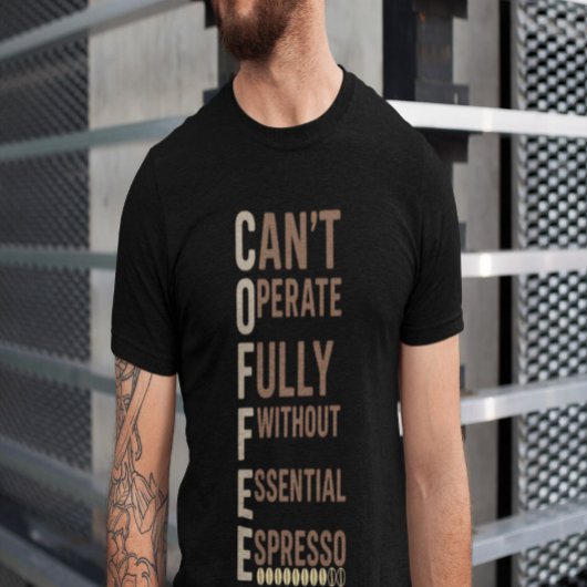 面白いコーヒーの頭字語クオートデザイン Tシャツ