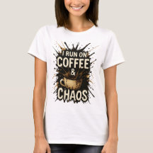 面白いコーヒーチャオスTシャツ – ペンキが飛び散ったデザイン