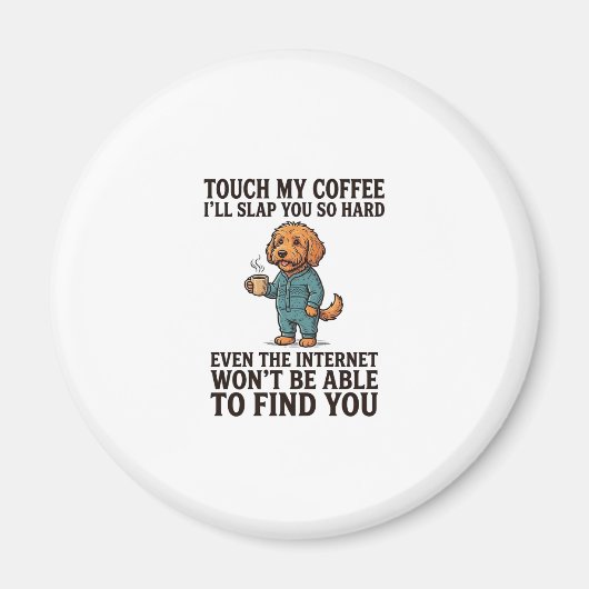 面白いコーヒードッグのビンテージ彫刻Tシャツデザイン_1 マグネット (正面)