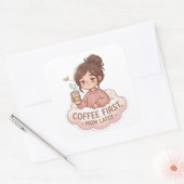 面白いコーヒーファーストママステッカー スクエアシール (封筒)