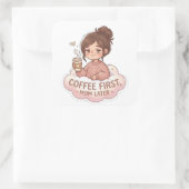 面白いコーヒーファーストママステッカー スクエアシール (バッグ)