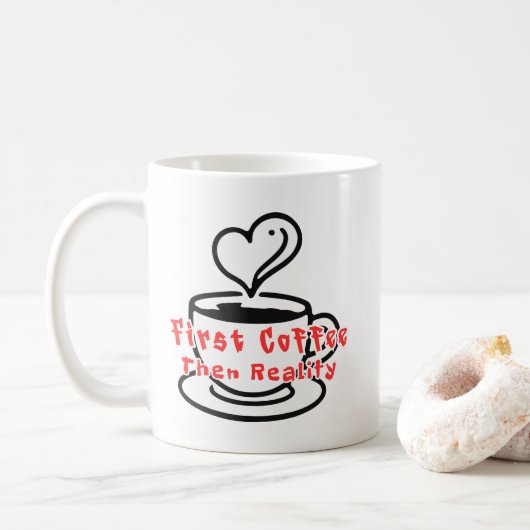 面白いコーヒーマグ コーヒーの後で現実を見る コーヒーマグカップ (ドーナツ)
