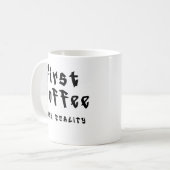 面白いコーヒーマグ コーヒーの後で現実を見る コーヒーマグカップ (正面左)