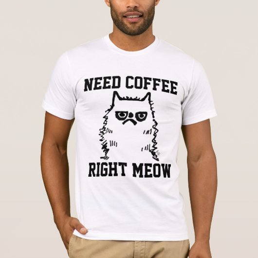 面白いコーヒー不機嫌な猫Tシャツ Tシャツ (正面)