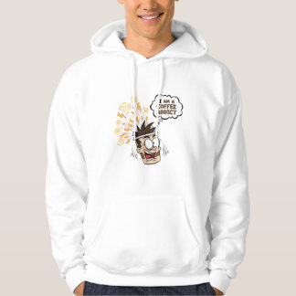 面白いコーヒー中毒者のエネルギッシュなキャラクターフーディTシャツ パーカ