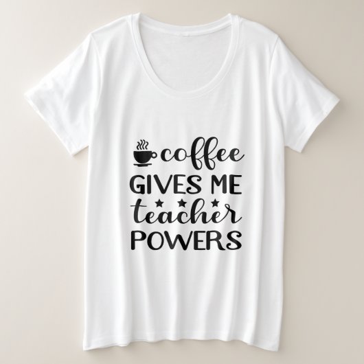 面白いコーヒー先生の力 プラスサイズTシャツ (デザイン正面)