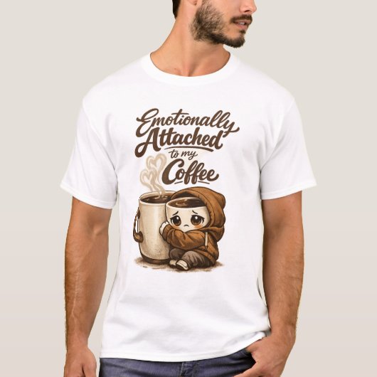 面白いコーヒー好き+内向的デザイン - 感情的に Tシャツ (正面)