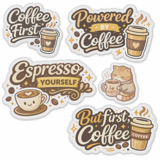 面白いコーヒー愛好家のステッカー シール (正面)