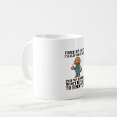 面白いコーヒー犬のビンテージ彫刻Tシャツデザイン_1 コーヒーマグカップ (正面左)
