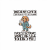 面白いコーヒー犬のビンテージ彫刻Tシャツデザイン_1 シール (正面)