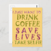 面白いコーヒー セルフィー 名言 デザイン ポストカード (正面/裏面)