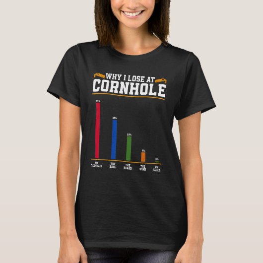 面白いコーンホール・プレイヤー コーンホールで負ける理由_1 Tシャツ (正面)