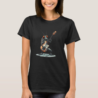 面白いゴキブリの虫がいるロックギター Tシャツ
