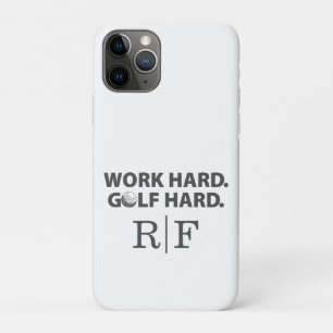 面白いゴルフおやじ モノグラム 仕事もゴルフも頑張れイニシャル iPhone 11 PROケース