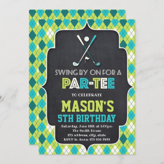 面白いゴルフのお誘い 招待状 (正面/裏面)