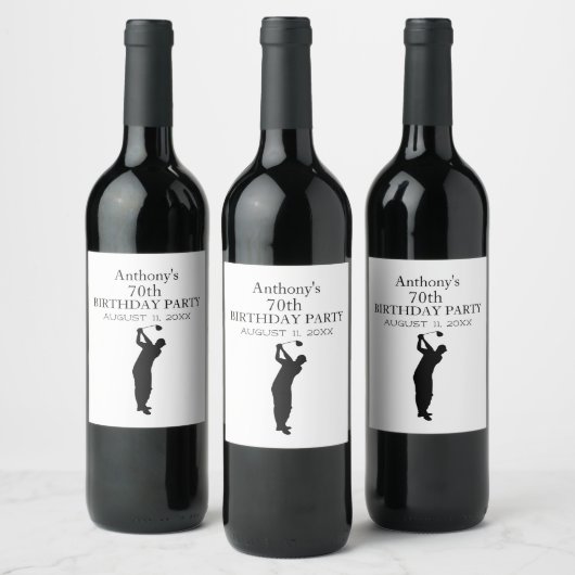 面白いゴルファーの70歳の誕生日おめでとうパパ ワインラベル (ボトル)