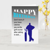 面白いゴルフ兄弟の誕生日おめでとう カード (黄色い花)