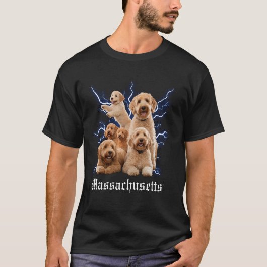 面白いゴールデンドゥードル海賊版マサチューセッツ Tシャツ (正面)