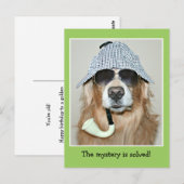面白いゴールデンレトリバーの探偵犬の誕生日 ポストカード (正面/裏面)