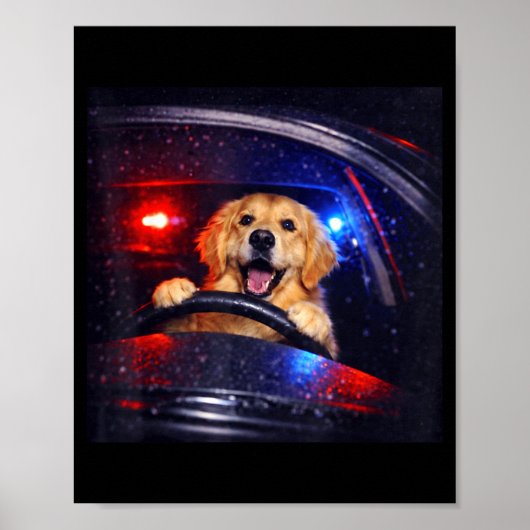 面白いゴールデンレトリバーの運転ミーム 犬が運転する ポスター (正面)