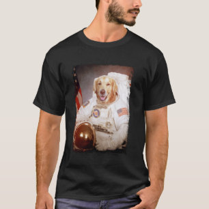 面白いゴールデンレトリバー宇宙飛行士スペースドッグ動物 Tシャツ