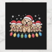 面白いゴールデンレトリバー クリスマス 子犬 ワインラベル (シングルラベル)