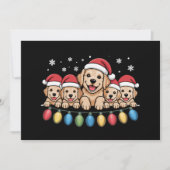 面白いゴールデンレトリバー クリスマス 子犬  招待状 (正面)