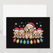 面白いゴールデンレトリバー クリスマス 子犬  招待状 (正面/裏面)