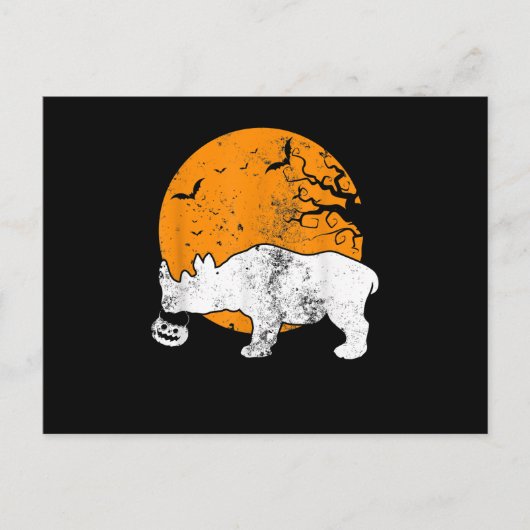 面白いサイのかぼちゃのハロウィン衣装プレゼント ポストカード (正面)