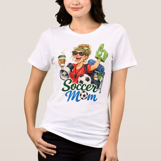 面白いサッカーママ トライブレンドTシャツ (正面)
